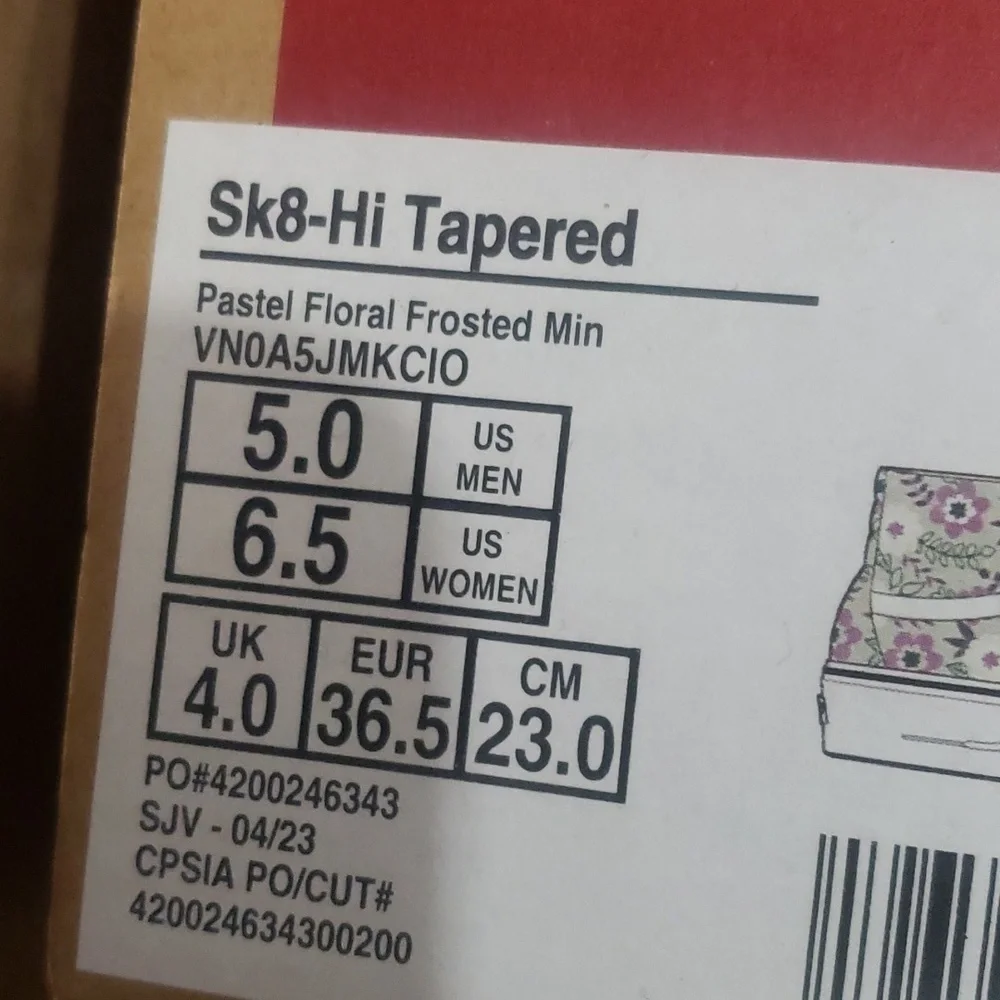 New Vans Sk8 Hi Tapered Stacked Pastel Floral White Purple High Top‎ Platforms